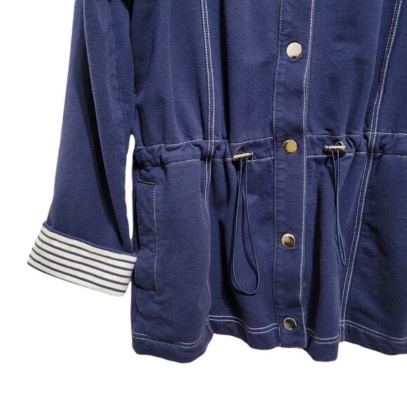 Sport Savvy Womens Blue and White Lined Light Jacket Size Small Style A92329 - Picture 7 of 10